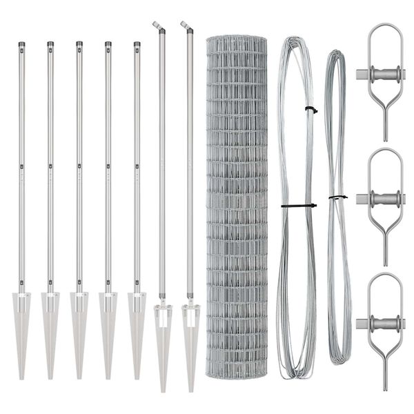 vidaXL Recinzione con Posto Argento 1,5 x 10 m Acciaio