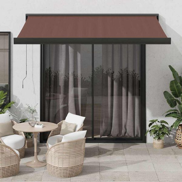 vidaXL Tenda da Sole Retrattile Automatica Marrone 350x250 cm