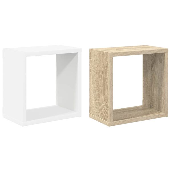 vidaXL Mensole Parete a Cubo 2 pz Bianco e Rovere Sonoma 26x15x26 cm