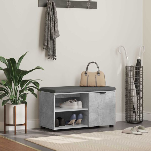vidaXL Panca per ingresso con cuscino Grigio Cemento 80 x 38 x 46 cm