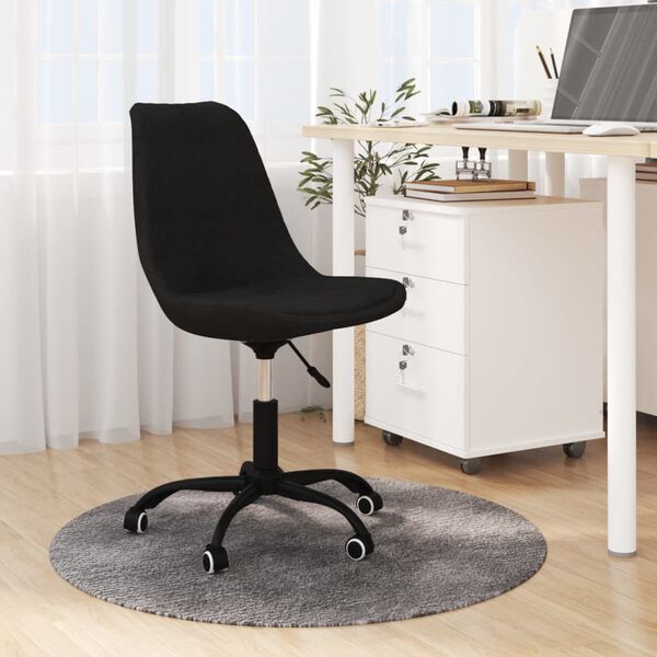 vidaXL Sedia da Pranzo Girevole Nera in Tessuto