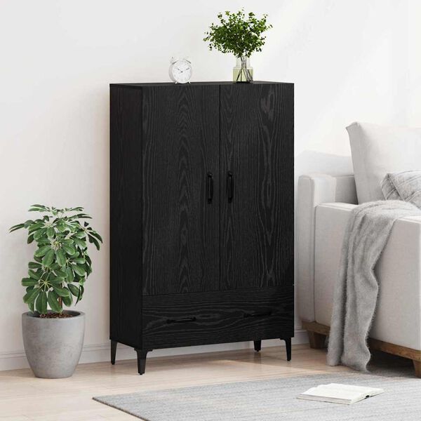 vidaXL Credenza con cassetto Rovere Nero 70 x 31 x 115 cm