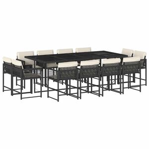 vidaXL Set da Pranzo da Giardino 13pz con Cuscini Nero in Polyrattan