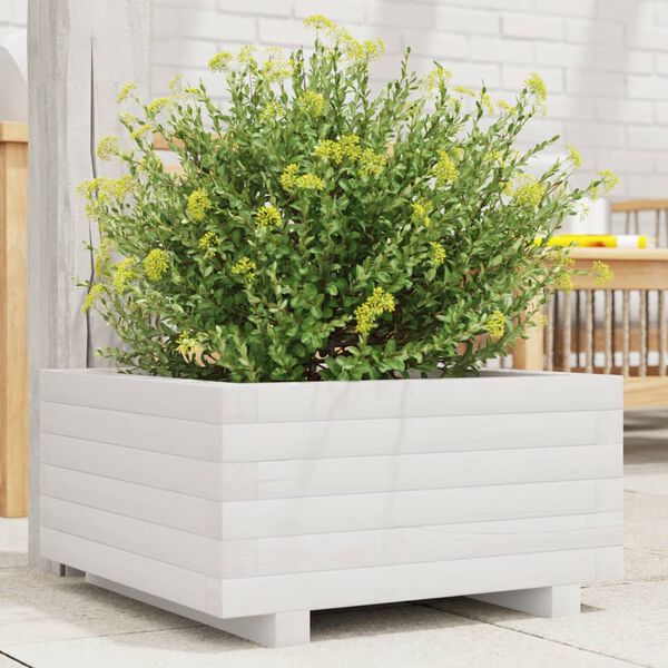 vidaXL Fioriera da Giardino Bianca 50x50x26,5cm Legno Massello di Pino