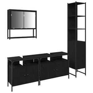 vidaXL Set di mobili per il bagno 4 pz Rovere Nero