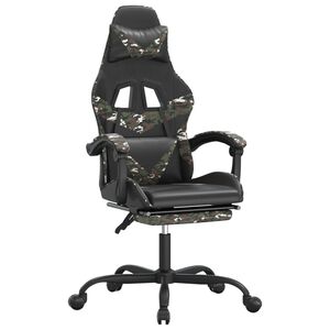 vidaXL Sedia da Gaming Girevole Poggiapiedi Nero e Mimetico Similpelle