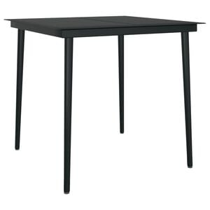 vidaXL Tavolo da Giardino Nero 80x80x74 cm in Acciaio e Vetro