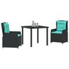 vidaXL Set da Pranzo per Giardino 3 pcs Nero Poly Rattan