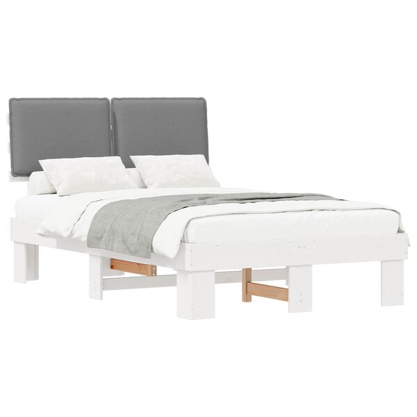 vidaXL Letto con Testiera Rivestita Grigio chiaro 120 x 190 cm