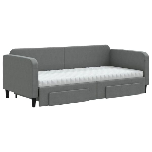 vidaXL Divano Letto Estraibile Cassetti Grigio Scuro 90x190cm Tessuto