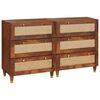 vidaXL Set di Credenze 2 pz 60 x 33,5 x 75 cm Legno di mango massello