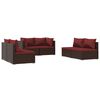 vidaXL Set Divani da Giardino 6 pz con Cuscini in Polyrattan Marrone