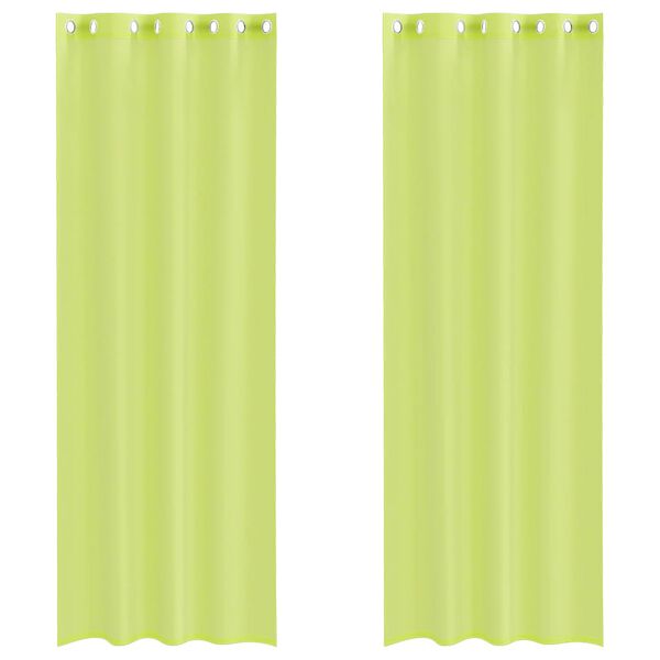 vidaXL Tende in Voile con Occhielli 2 pz Verde Mela 140x260 cm