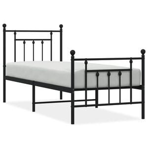 vidaXL Giroletto con Testiera e Pediera Metallo Nero 75x190 cm