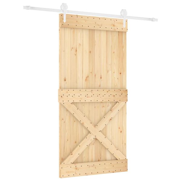 vidaXL Porta Scorrevole con Set Hardware 100x210cm Legno Massello Pino