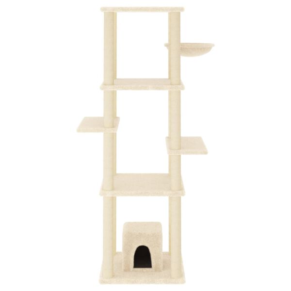 vidaXL Albero per Gatti con Tiragraffi in Sisal Crema 154 cm