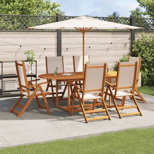 vidaXL Set Pranzo da Giardino 7pz Legno Massello di Acacia e Textilene
