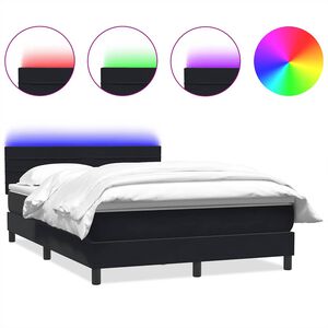 vidaXL Letto a Molle con Materasso e LED Nero 160x210 cm in Velluto