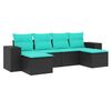 vidaXL Set Divani da Giardino 6 pz con Cuscini Nero in Polyrattan