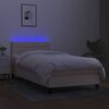 vidaXL Letto a Molle con Materasso e LED Crema 90x200 cm in Tessuto