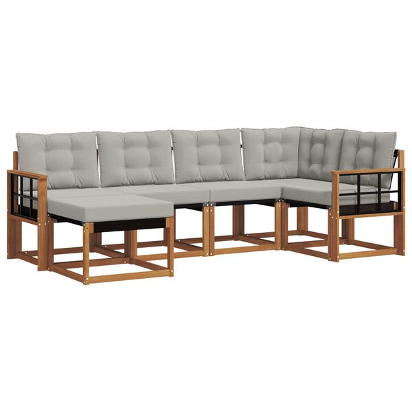 vidaXL Set di divani da esterno 6 pcs Grigio Naturale e Chiaro
