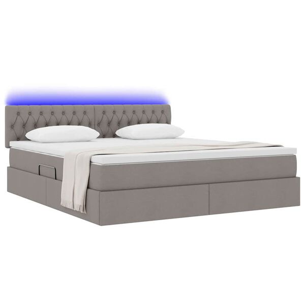 vidaXL Letto con contenitore e LED con led Talpa 180 x 200 cm Tessuto