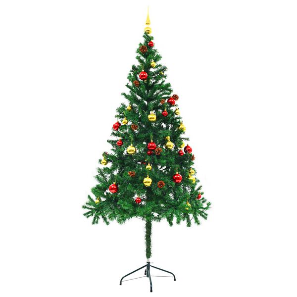 vidaXL Albero di Natale Preilluminato con Palline Verde 180 cm