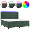 vidaXL Letto a Molle con Materasso e LED Verde Scuro 160x200cm Velluto