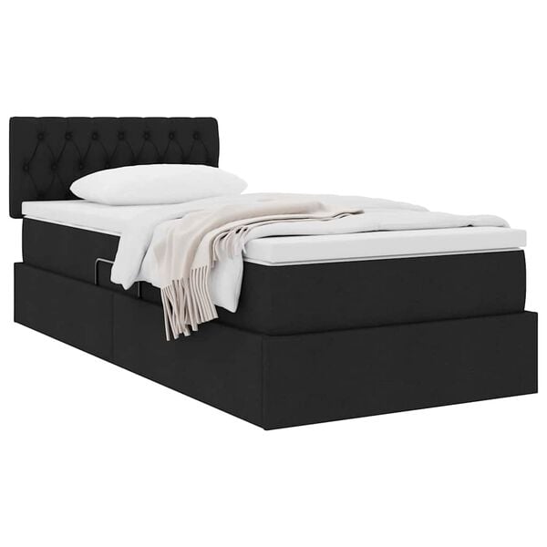 vidaXL Letto con contenitore e materasso Nero 100 x 200 cm