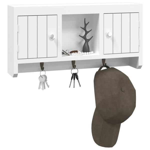 vidaXL Armadietto per Chiavi Bianco 40x8,5x20 cm in Legno e Acciaio