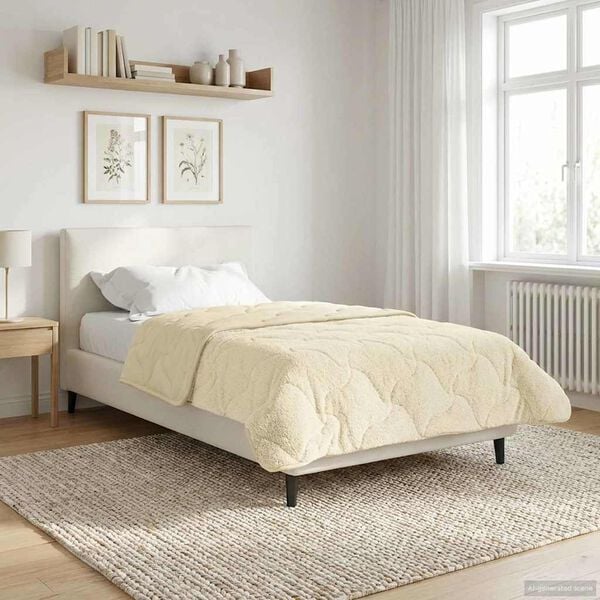 vidaXL Duvet Invernale Crema 140 x 200 cm Microfibra e Fleece Teddy