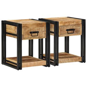 vidaXL Comodini 2 pz 40x40x50 cm in Legno Massello di Mango Grezzo