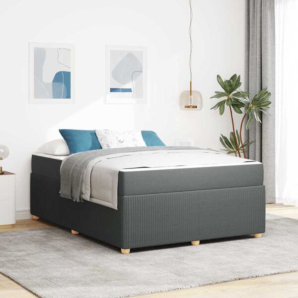 vidaXL Struttura letto con materasso Grigio scuro 160 x 200 cm Tessuto