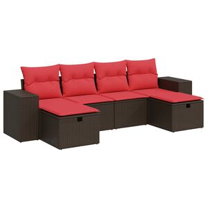 vidaXL Set Divano da Giardino 6 pz con Cuscini Marrone in Polyrattan