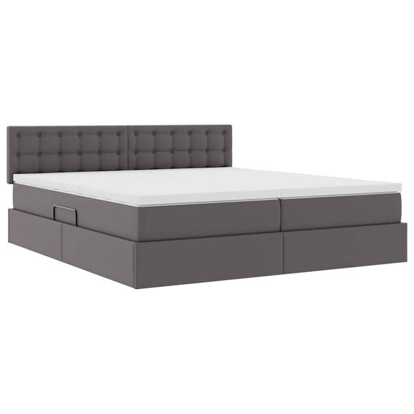 vidaXL Letto con Contenitore Grigio 180 x 200 cm Pelle Sintetica