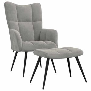 vidaXL Poltrona Relax con Poggiapiedi Grigio Chiaro in Velluto