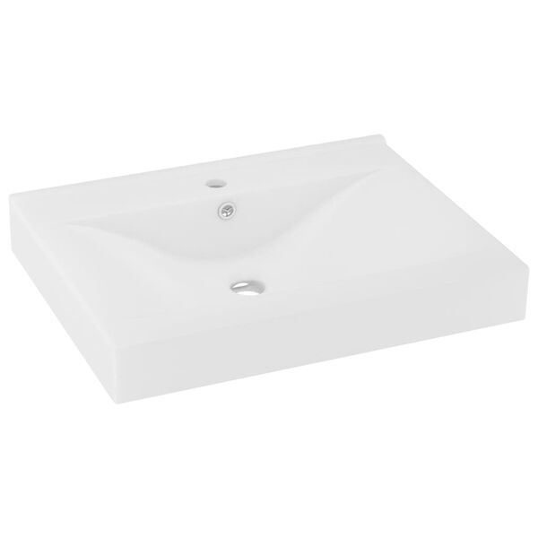 vidaXL Lavandino con Foro Rubinetto Bianco Opaco 60x46 cm in Ceramica