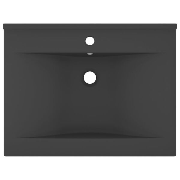 vidaXL Lavabo con Foro Rubinetto Grigio Scuro Opaco 60x46 cm Ceramica