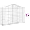 vidaXL Cesti Gabbioni ad Arco 5 pz 200x30x120/140 cm Ferro Zincato