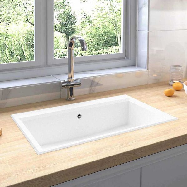 vidaXL Lavello da cucina Bianco 79 x 50 x 31 cm Granito