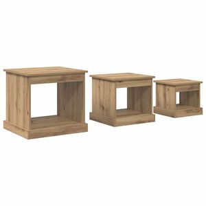 vidaXL Tavolino da salotto 3 pcs Rovere artigianale 48 x 45 x 45 cm