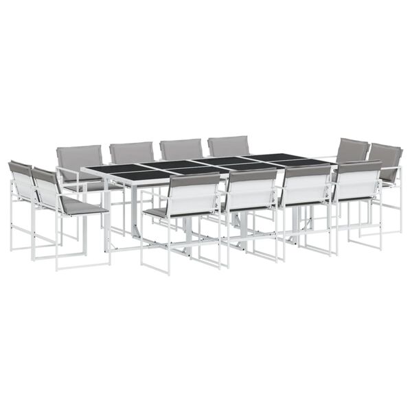 vidaXL Set da Pranzo da Giardino 13 pz con Cuscini Bianco in Textilene