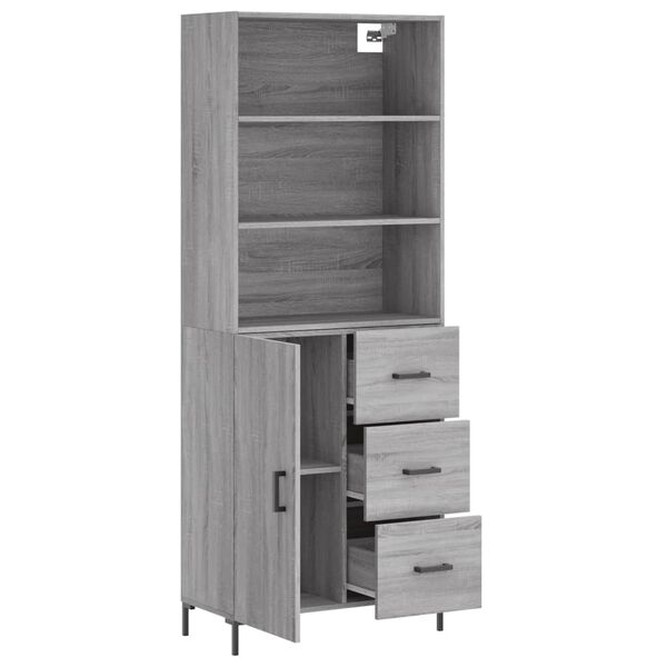 vidaXL Credenza Grigio Sonoma 69,5x34x180 cm in Legno Multistrato