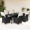 vidaXL Set da Pranzo da Giardino 7 pz Nero con Cuscini in Polyrattan