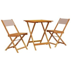 vidaXL Set da Bistrot 3pz Tortora in Tessuto e Legno Massello