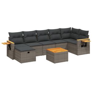 vidaXL Set Divano da Giardino 8 pz con Cuscini Grigio in Polyrattan