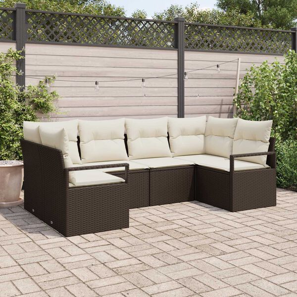 vidaXL Set Divano da Giardino 6 pcs Marrone e bianco polyrattan