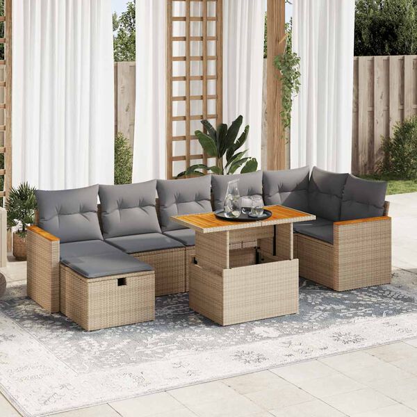 vidaXL Set Divano da Giardino 5 pz con Cuscini Beige in Polyrattan