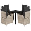 vidaXL Set Pranzo da Giardino 5pz con Cuscini Grigio Chiaro Polyrattan