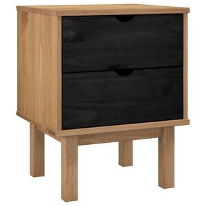 vidaXL Comodino OTTA Nero 45 x 39 x 57 cm Legno Massello di Pino